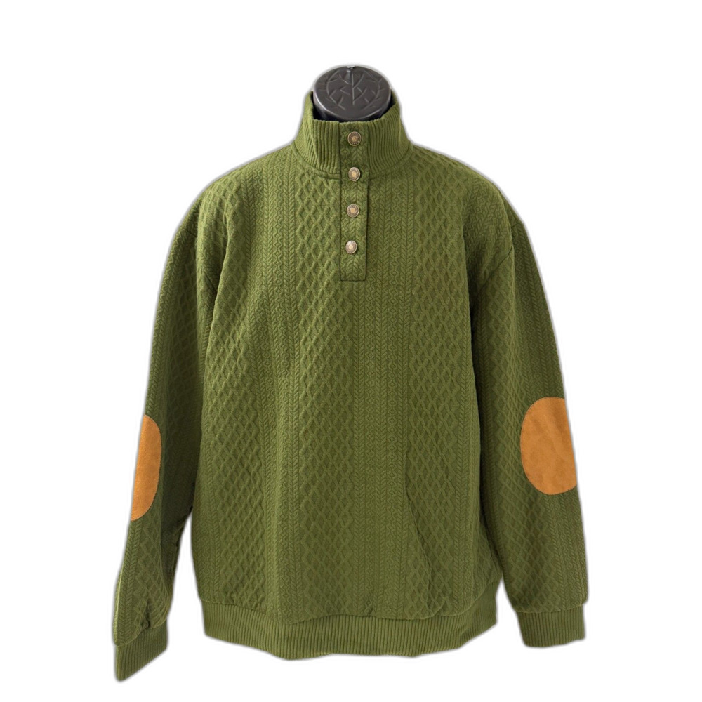 Hengsheng Jeans Olive Green Corduroy Henley Pullover XL